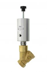 Pneumatic slanted seat valve VAMOS 1", brass 