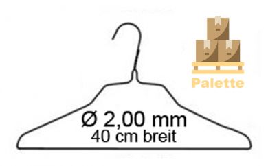 Drahtbügel  2,00 mm K, mit Kragenform für Hemden 