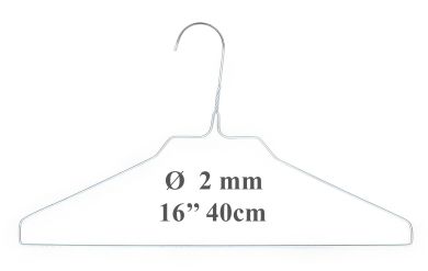 Drahtbügel  2,00 mm, 16", RGH-K, weiß lackiert 