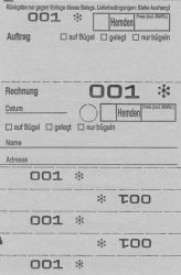 Annahmeblock OHD für Hemden, mit Lochstanzung 