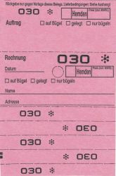 Annahmeblock OHD für Hemden, mit Lochstanzung 