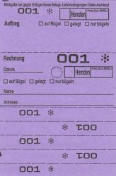 Annahmeblock OHD für Hemden, mit Lochstanzung 