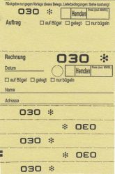 Annahmeblock OHD für Hemden, mit Lochstanzung 