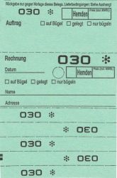 Annahmeblock OHD für Hemden, mit Lochstanzung 