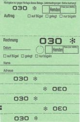 Annahmeblock OHD für Hemden, mit Lochstanzung 