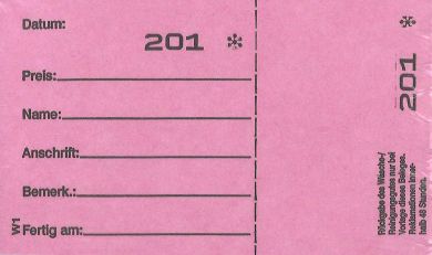 Wäscheannahmeblock W1, rosa 