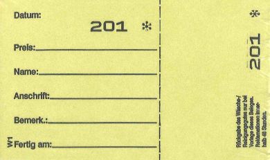 Wäscheannahmeblock W1, gelb 