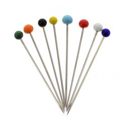 Stecknadeln, Stahl, 32 x 0,6 mm, farbiger Glaskopf 