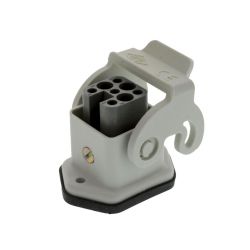 Prise ILME 6 pôles / 5 + terre, grise, droite 