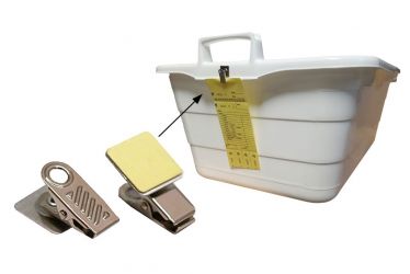 Porte-étiquette avec pince crocodile, autocollante 