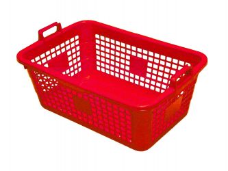 Wäschekorb, 85 l, stabiler Kunststoff, rot 