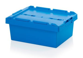 Reusable container with lid, blue, stackable /  