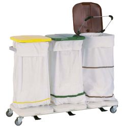 Wäschesammler ALVI, 3-fach, mit 4 Lenkrollen und  