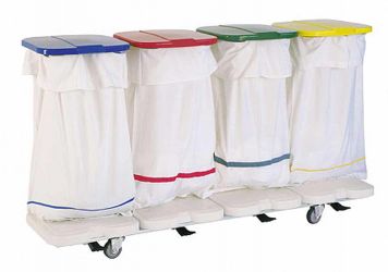 Wäschesammler ALVI, 4-fach, mit 4 Lenkrollen und  