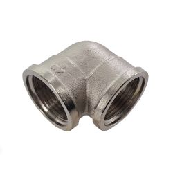 Winkelstück 90°, 1", Messing vernickelt, 