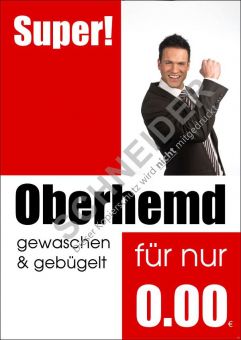 Plakat R40129 DIN A0, farbiger Druck,  Motiv: Oberhemd gewaschen & gebügelt