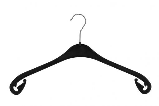 Plastic coat hanger with hooks/without bar, black 