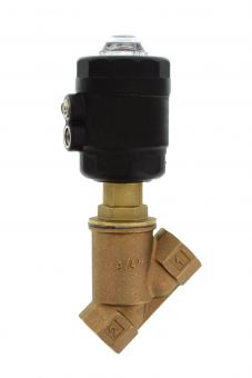 Pneumatic slanted seat valve M+M, 3/4", bronze 