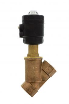 Pneumatic slanted seat valve M+M, 1", bronze 