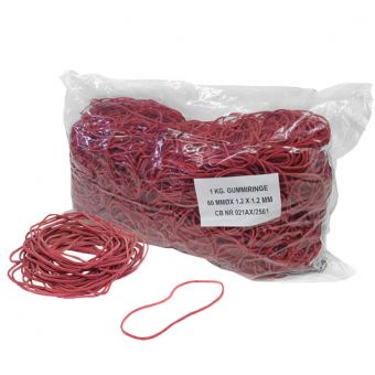 Rubber bands, red, diam. 80 mm, Bag of 1 kg 