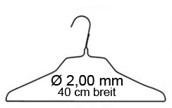 Drahtbügel  2,00 mm K, 16", mit Kragenform für 
