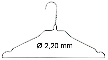Drahtbügel  2,20 mm K, Kragenform, mit Rockkerben 