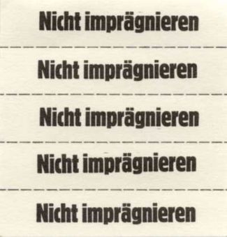 Marking tickets, white, with text in German 