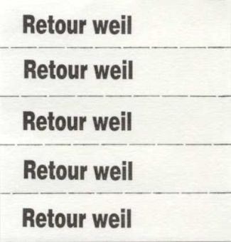 Markierungszettel "Retour weil", weiß 