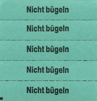 Marking tickets, dark green, with text in German 