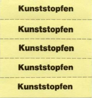 Marking tickets, yellow, with text in German 