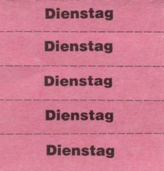 Marking tickets, red, with text in German 