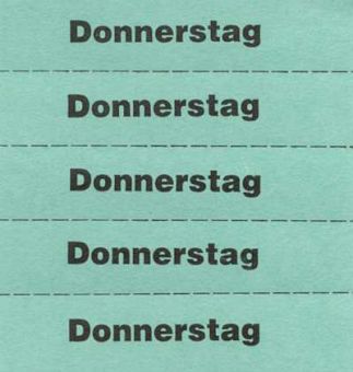 Marking ticketsk, dark green, with text in German 