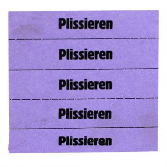 Marking tickets, purple, with text in German 