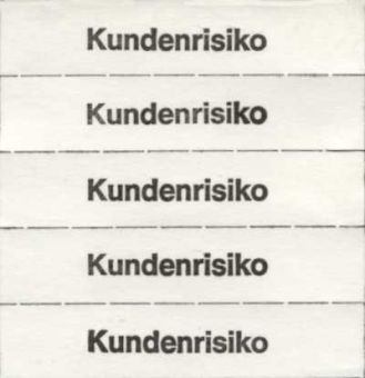 Marking tickets, white, with text in German 