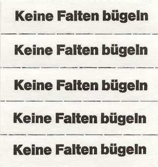Marking tickets, white, with text in German 
