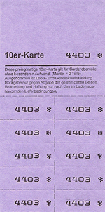 Zehnerkarten mit 10 Abrissen, lila 