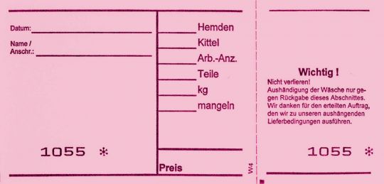 Wäscheannahmeblock W4, rosa 