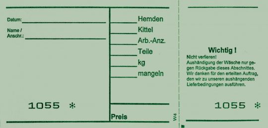 Wäscheannahmeblock W4, hellgrün 