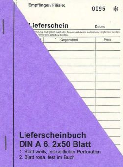 Lieferscheinbuch A6, 2 x 50 Blatt 