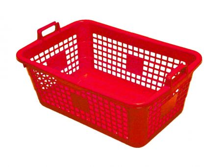 Wäschekorb, 85 l, stabiler Kunststoff, rot 