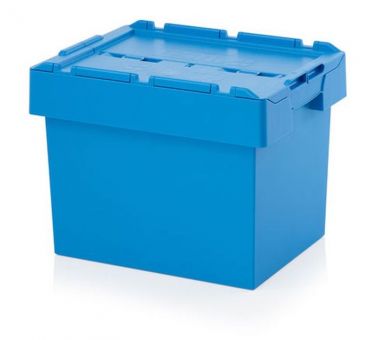 Reusable container with lid, blue, stackable /  