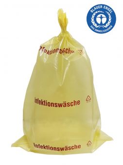 Wäschesack mit Druck INFEKTIONSWÄSCHE, 85L gelb 