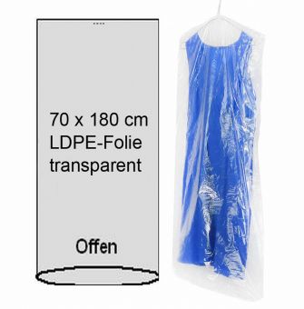 Kleiderhüllen transparent, LDPE 40 my, 70 x 180 cm 