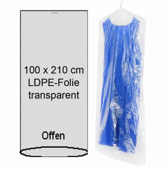 Kleiderhüllen transparent, LDPE 50 my,100 x 210 cm 