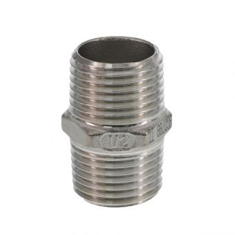 Double nipple stainless steel, R 1/2" x R 1/2" 