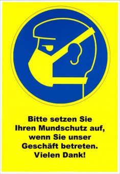 GRATIS-Schild "Bitte setzen Sie Mundschutz auf" 