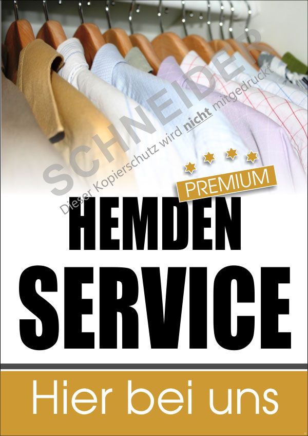 Plakat 40196 DIN A0, farbiger Druck,  Motiv: HEMDEN SERVICE Hier bei uns