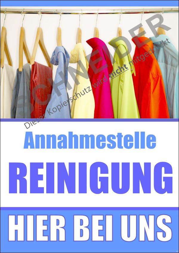 Plakat 40180 DIN A3, farbiger Druck,  Motiv: Annahmestelle REINIGUNG