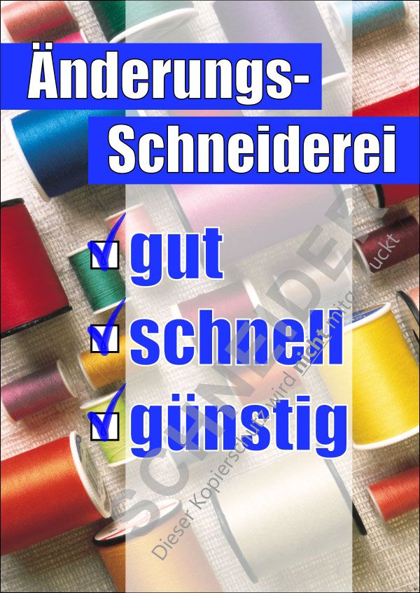 Plakat 971 DIN A3, farbiger Druck,  Motiv: Änderungsschneiderei gut...