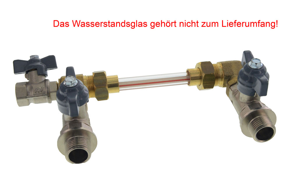 Wasserstandsarmatur 1/2", mit Kugelhähne 